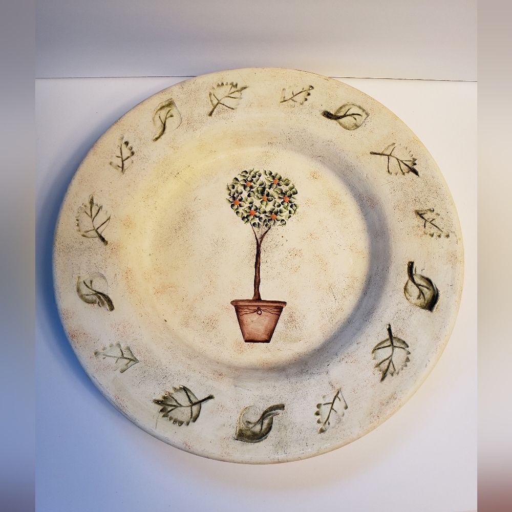Heavy Hand Painted Pottery Plate - Picture 2 of 10